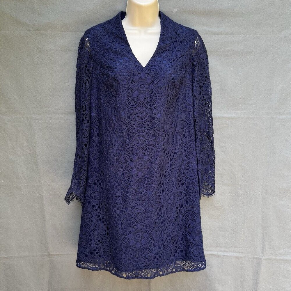 Lilly Pulitzer Navy Blue Felicity True Sunburst Lace Sheath Mini Dress $298 Sz 4